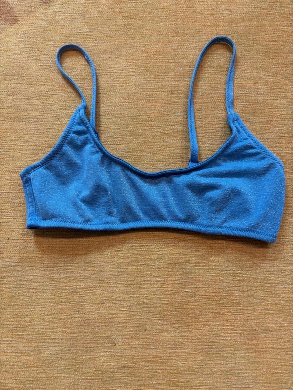 Triangl Shimmery Blue Women's Bikini Set- Scoop Bralette Top & High Waist Bottom - Picture 2 of 7